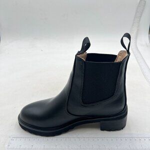 Black Women Stretchy Round Toe Chelsea Boots Pull On Low Thick Heels Formal Shoe